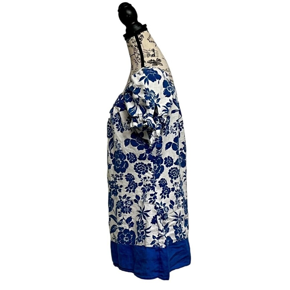 alexandra bartlett Linen Womens Floral Mini Sheath Dress Beach Boho Modest L - Picture 3 of 9